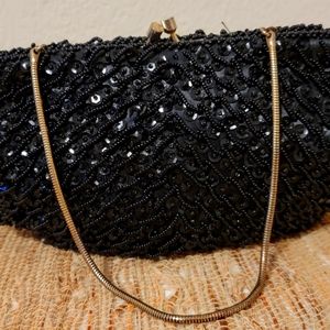 Black Sequined Evening Purse